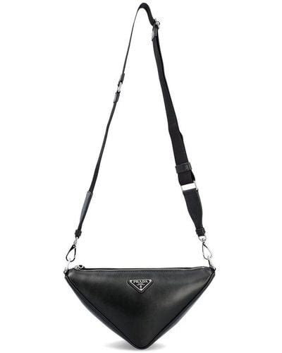 prada logo plaque messenger bag|Prada triangle leather bag.